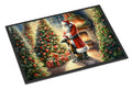 Greyhound and Santa Claus Doormat Indoor Outdoor 18H X 27W Front Door Mat Rugs for Entryway, Non Slip Washable