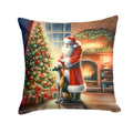Greyhound and Santa Claus Decorative Throw Pillow 18x18 Indoor Outdoor Accent Cushion, Fabric Cover with Insert for Sofa, Bed, Porch & Living Room