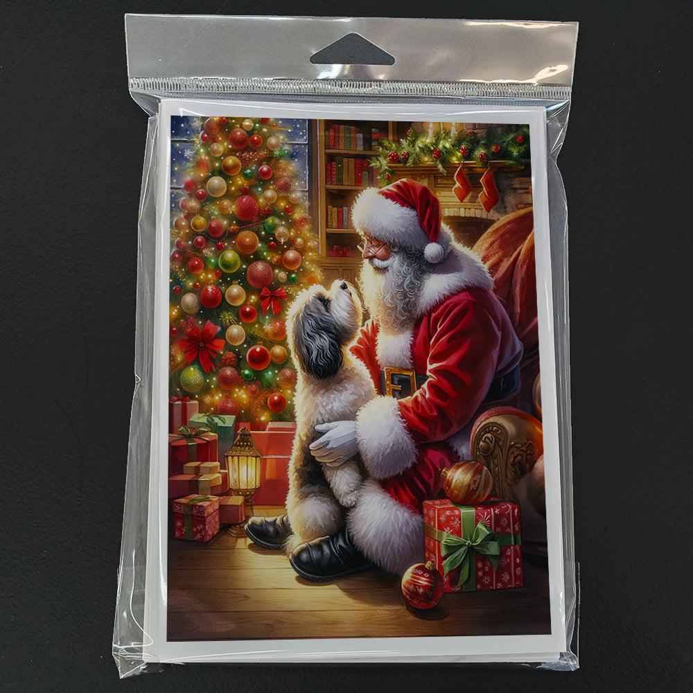 Havanese and Santa Claus Greeting Cards Pack of 8 Blank Cards with Envelopes Whimsical A7 Size 5x7