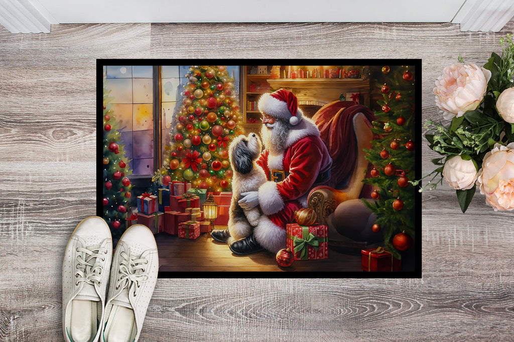 Havanese and Santa Claus Doormat Indoor Outdoor 18H X 27W Front Door Mat Rugs for Entryway, Non Slip Washable
