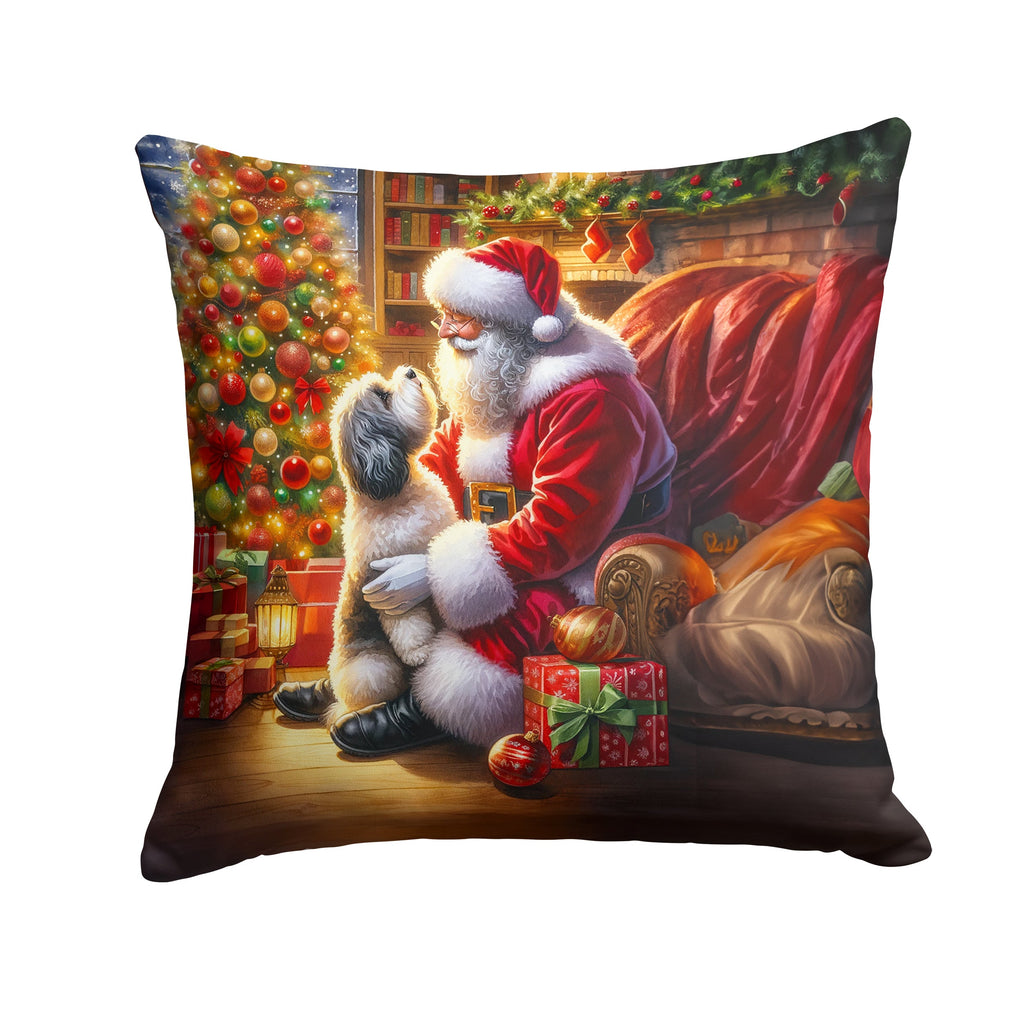 Havanese and Santa Claus Decorative Throw Pillow 14x14 Indoor Outdoor Accent Cushion, Fabric Cover with Insert for Sofa, Bed, Porch & Living Room