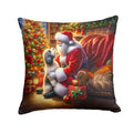 Havanese and Santa Claus Decorative Throw Pillow 18x18 Indoor Outdoor Accent Cushion, Fabric Cover with Insert for Sofa, Bed, Porch & Living Room