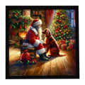 Irish Setter and Santa Claus Framed Metal Print Bathroom, Kitchen, Office, Home Decor Wall Art Ready to Hang, Square, 8X8