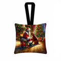 Irish Setter and Santa Claus Hanging Square Fabric Ornament 3.5 × 3.5 Decorative Door-Knob & Tree Hanger, Soft Fabric