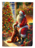 Irish Setter and Santa Claus House Flag 28x40 Porch Sleeve Pole Decorative Outside Yard Banner Artwork Wall Hanging, Polyester