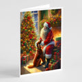 Irish Setter and Santa Claus Greeting Cards Pack of 8 Blank Cards with Envelopes Whimsical A7 Size 5x7