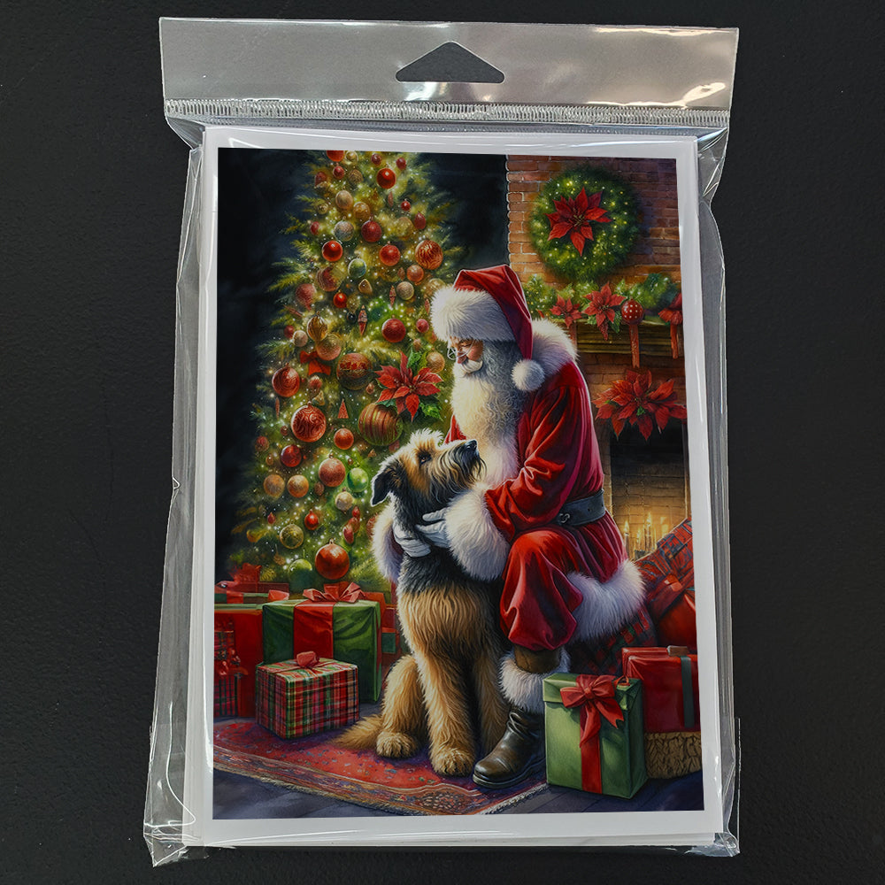 Irish Wolfhound and Santa Claus Greeting Cards Pack of 8 Blank Cards with Envelopes Whimsical A7 Size 5x7