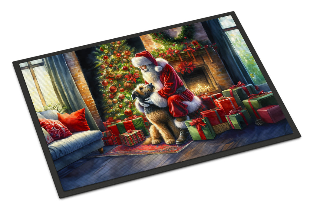 Irish Wolfhound and Santa Claus Doormat Indoor Outdoor 24H X 36W Front Door Mat Rugs for Entryway, Non Slip Washable Low Pile,