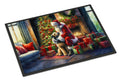 Irish Wolfhound and Santa Claus Doormat Indoor Outdoor 24H X 36W Front Door Mat Rugs for Entryway, Non Slip Washable Low Pile,