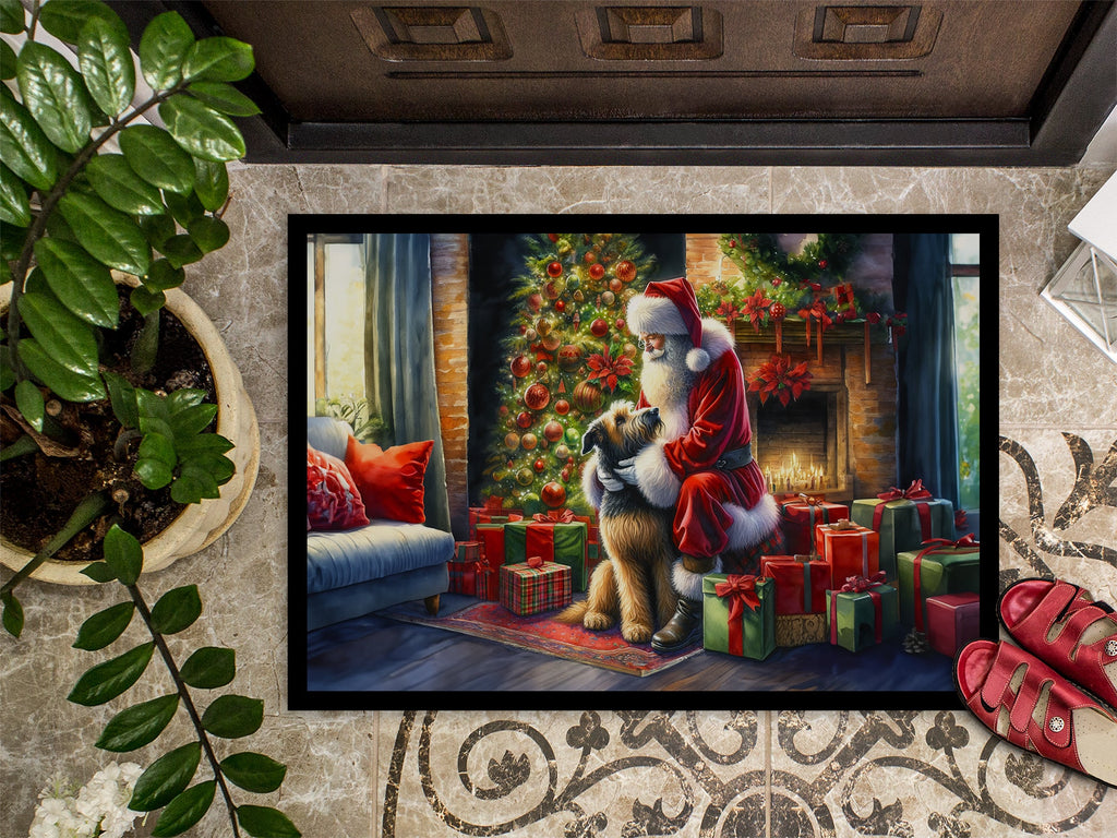 Irish Wolfhound and Santa Claus Doormat Indoor Outdoor 18H X 27W Front Door Mat Rugs for Entryway, Non Slip Washable