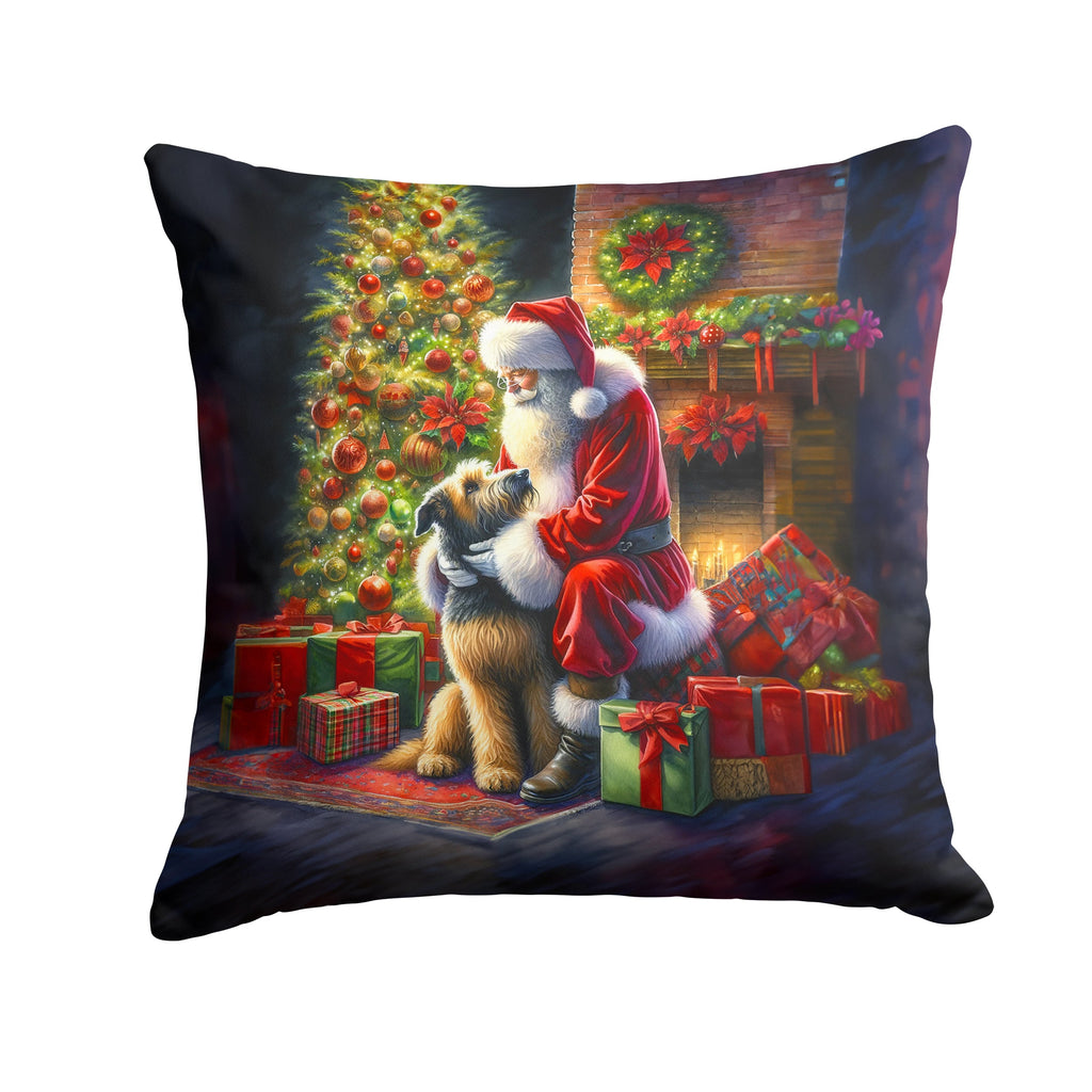 Irish Wolfhound and Santa Claus Decorative Throw Pillow 14x14 Indoor Outdoor Accent Cushion, Fabric Cover with Insert for Sofa, Bed, Porch & Living Room