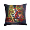 Irish Wolfhound and Santa Claus Decorative Throw Pillow 14x14 Indoor Outdoor Accent Cushion, Fabric Cover with Insert for Sofa, Bed, Porch & Living Room