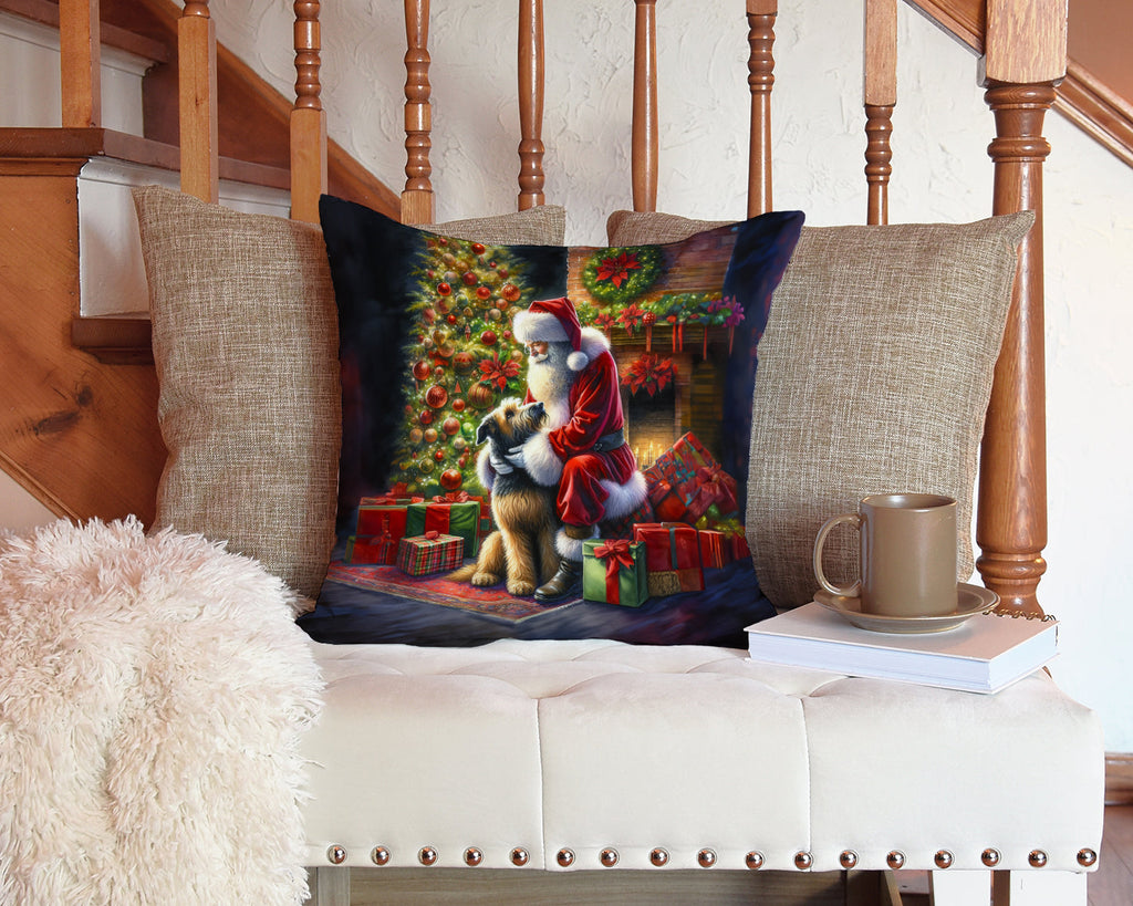 Irish Wolfhound and Santa Claus Decorative Throw Pillow 14x14 Indoor Outdoor Accent Cushion, Fabric Cover with Insert for Sofa, Bed, Porch & Living Room