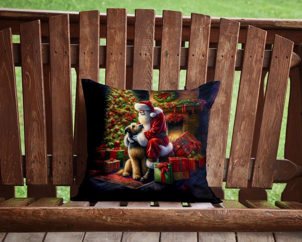 Irish Wolfhound and Santa Claus Decorative Throw Pillow 14x14 Indoor Outdoor Accent Cushion, Fabric Cover with Insert for Sofa, Bed, Porch & Living Room