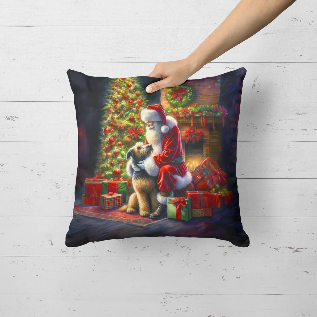Irish Wolfhound and Santa Claus Decorative Throw Pillow 18x18 Indoor Outdoor Accent Cushion, Fabric Cover with Insert for Sofa, Bed, Porch & Living Room