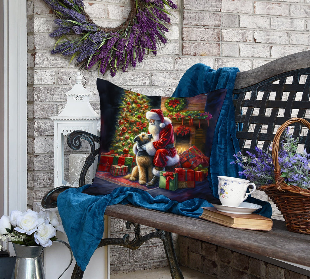 Irish Wolfhound and Santa Claus Decorative Throw Pillow 18x18 Indoor Outdoor Accent Cushion, Fabric Cover with Insert for Sofa, Bed, Porch & Living Room