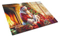 Jack Russell Terrier and Santa Claus Cutting Board Tempered Glass Kitchen Cutting Surface, Heat Resistant Chopping, Non-Slip Feet, Food Prep & Serving