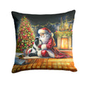 Japanese Chin and Santa Claus Decorative Throw Pillow 18x18 Indoor Outdoor Accent Cushion, Fabric Cover with Insert for Sofa, Bed, Porch & Living Room