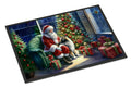Keeshond and Santa Claus Doormat Indoor Outdoor 24H X 36W Front Door Mat Rugs for Entryway, Non Slip Washable Low Pile,