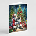 Keeshond and Santa Claus Greeting Cards Pack of 8 Blank Cards with Envelopes Whimsical A7 Size 5x7