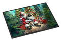 Keeshond and Santa Claus Doormat Indoor Outdoor 24H X 36W Front Door Mat Rugs for Entryway, Non Slip Washable Low Pile,