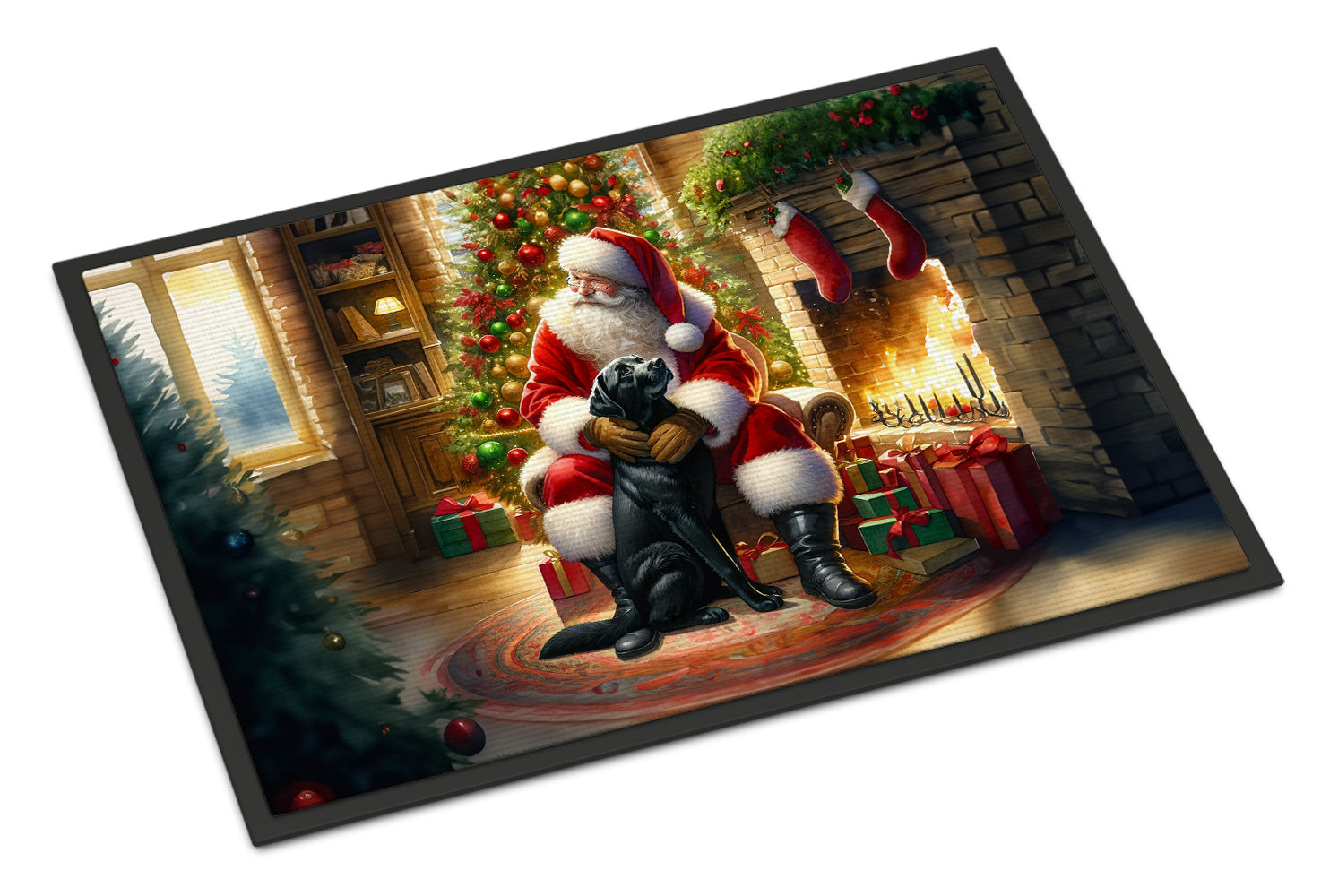 Labrador Retriever and Santa Claus Doormat Indoor Outdoor 24H X 36W Front Door Mat Rugs for Entryway, Non Slip Washable Low Pile,