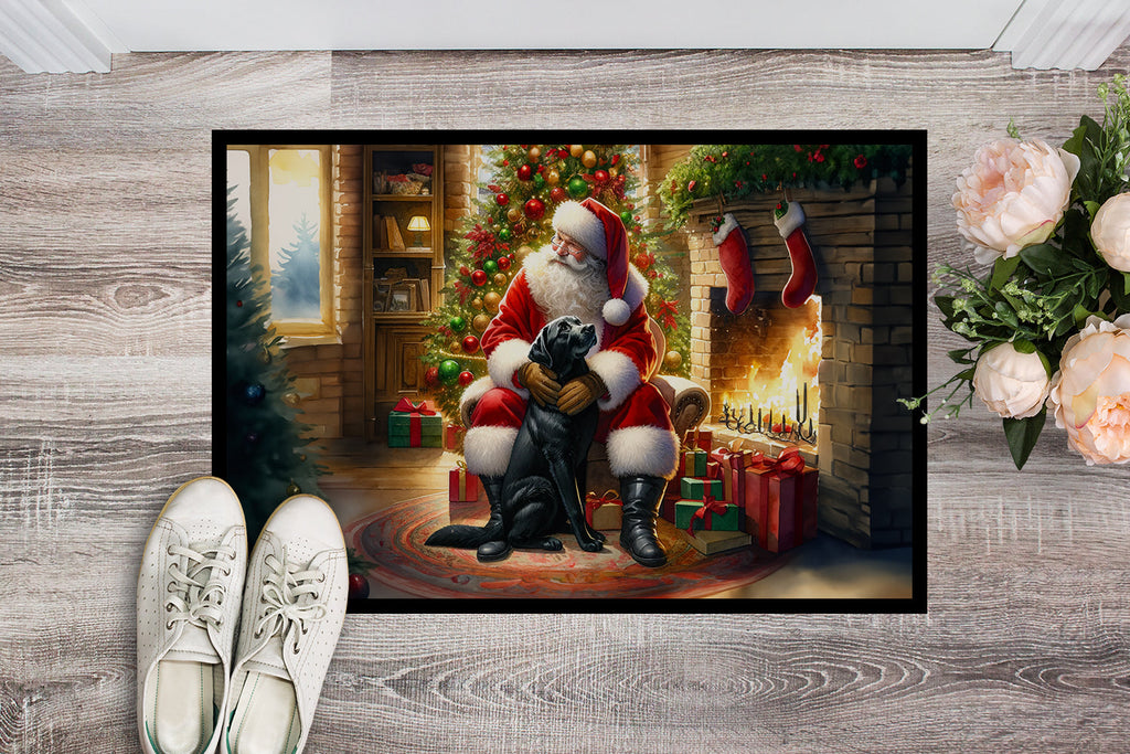 Labrador Retriever and Santa Claus Doormat Indoor Outdoor 24H X 36W Front Door Mat Rugs for Entryway, Non Slip Washable Low Pile,