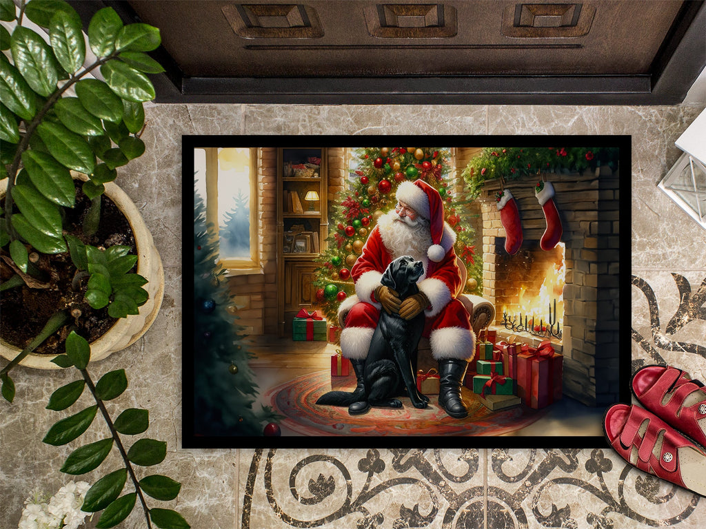 Labrador Retriever and Santa Claus Doormat Indoor Outdoor 24H X 36W Front Door Mat Rugs for Entryway, Non Slip Washable Low Pile,