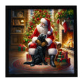 Labrador Retriever and Santa Claus Framed Metal Print Bathroom, Kitchen, Office, Home Decor Wall Art Ready to Hang, Square, 8X8