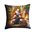 Labrador Retriever and Santa Claus Decorative Throw Pillow 14x14 Indoor Outdoor Accent Cushion, Fabric Cover with Insert for Sofa, Bed, Porch & Living Room