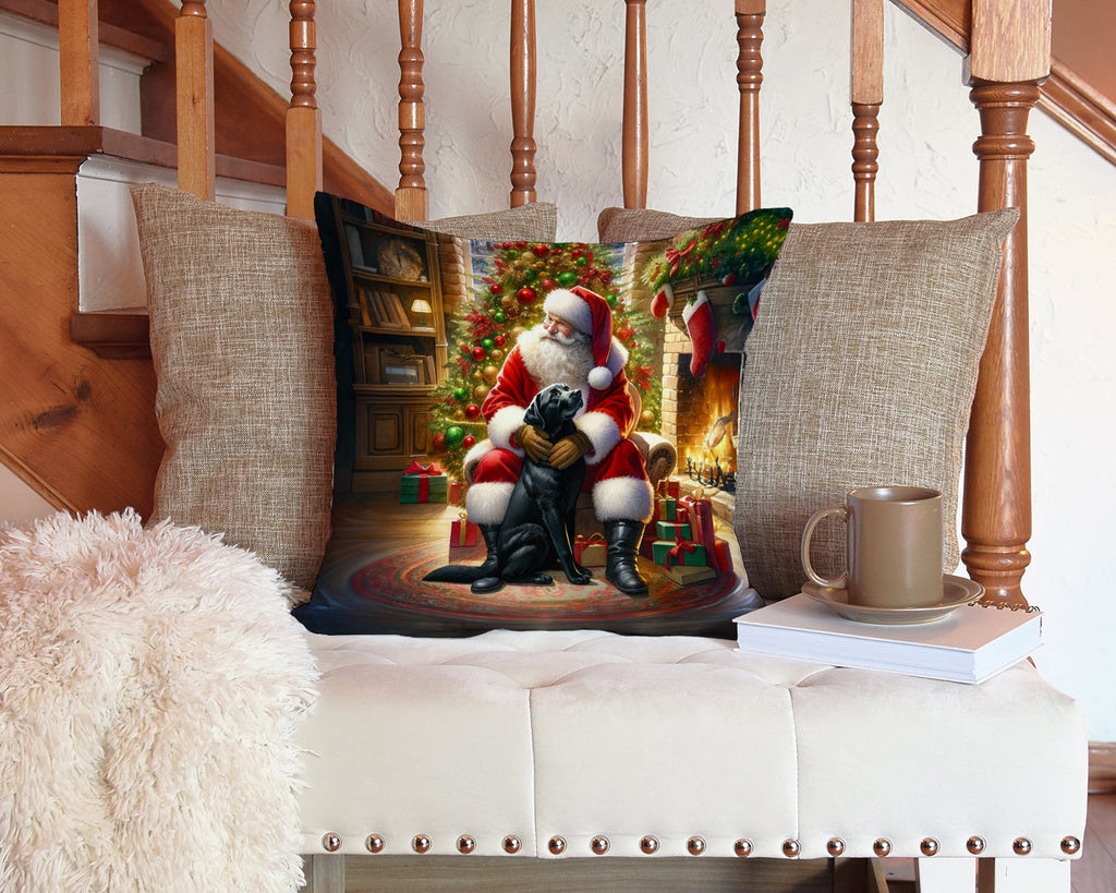 Labrador Retriever and Santa Claus Decorative Throw Pillow 14x14 Indoor Outdoor Accent Cushion, Fabric Cover with Insert for Sofa, Bed, Porch & Living Room