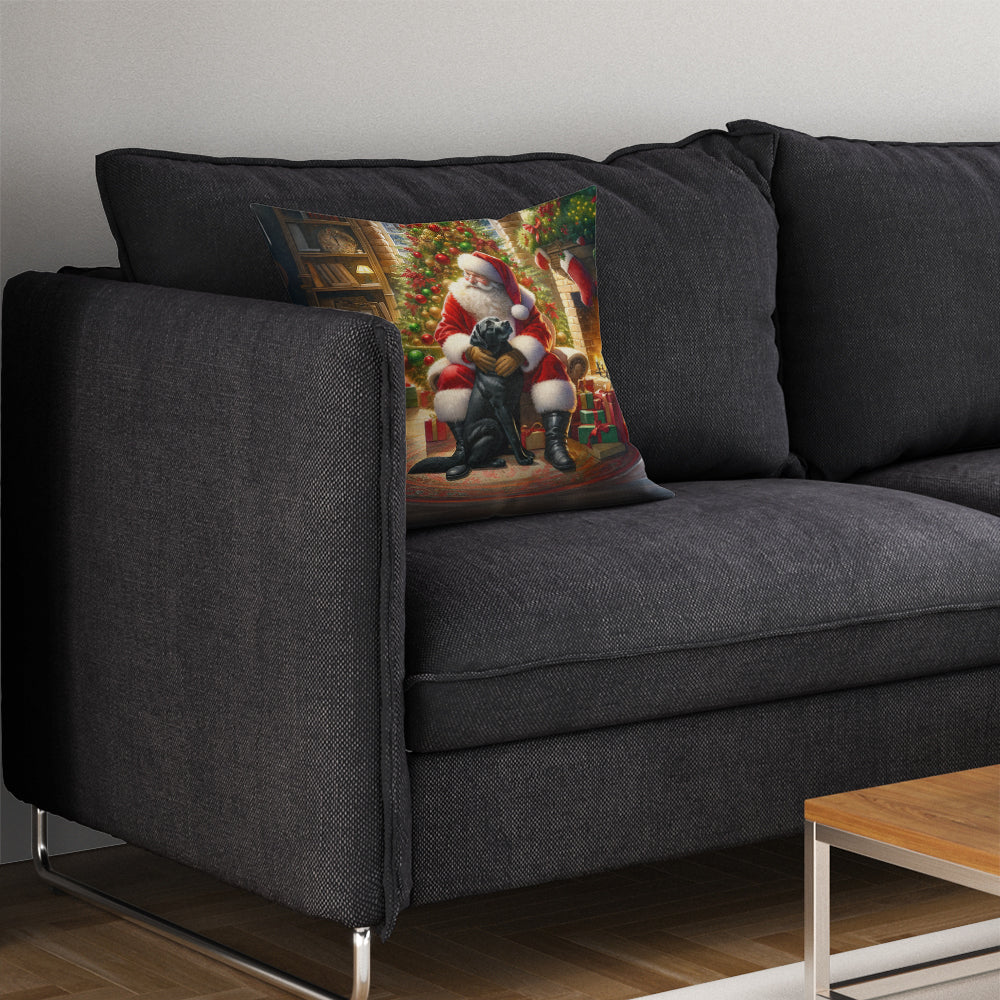 Labrador Retriever and Santa Claus Decorative Throw Pillow 14x14 Indoor Outdoor Accent Cushion, Fabric Cover with Insert for Sofa, Bed, Porch & Living Room