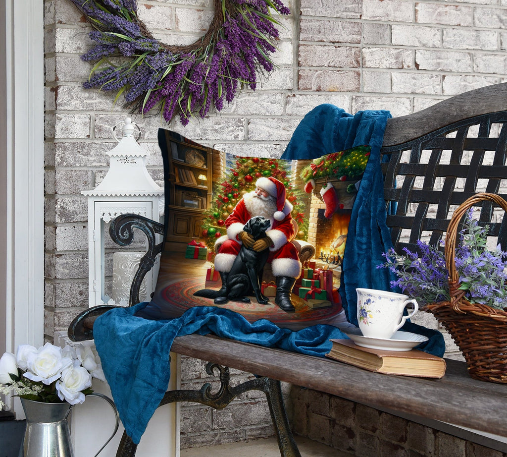 Labrador Retriever and Santa Claus Decorative Throw Pillow 18x18 Indoor Outdoor Accent Cushion, Fabric Cover with Insert for Sofa, Bed, Porch & Living Room