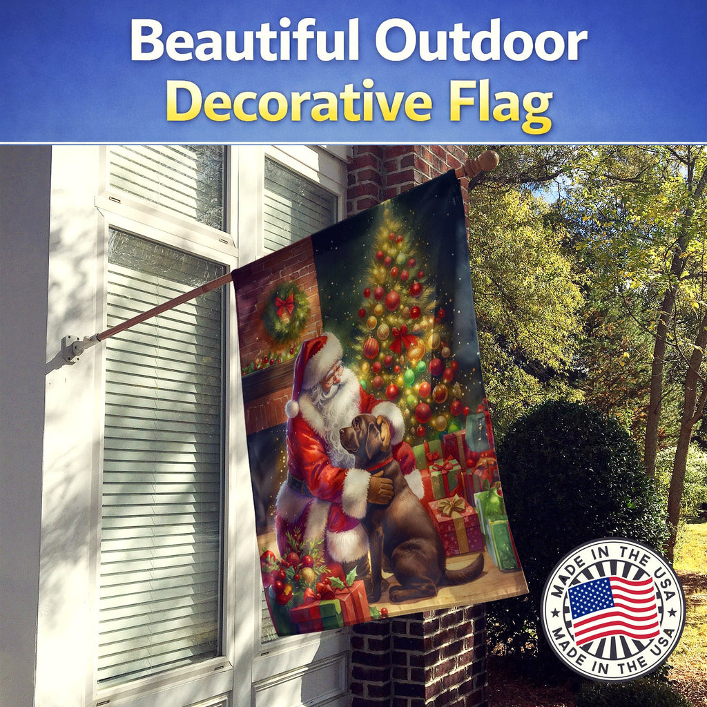 Labrador Retriever and Santa Claus House Flag 28x40 Porch Sleeve Pole Decorative Outside Yard Banner Artwork Wall Hanging, Polyester