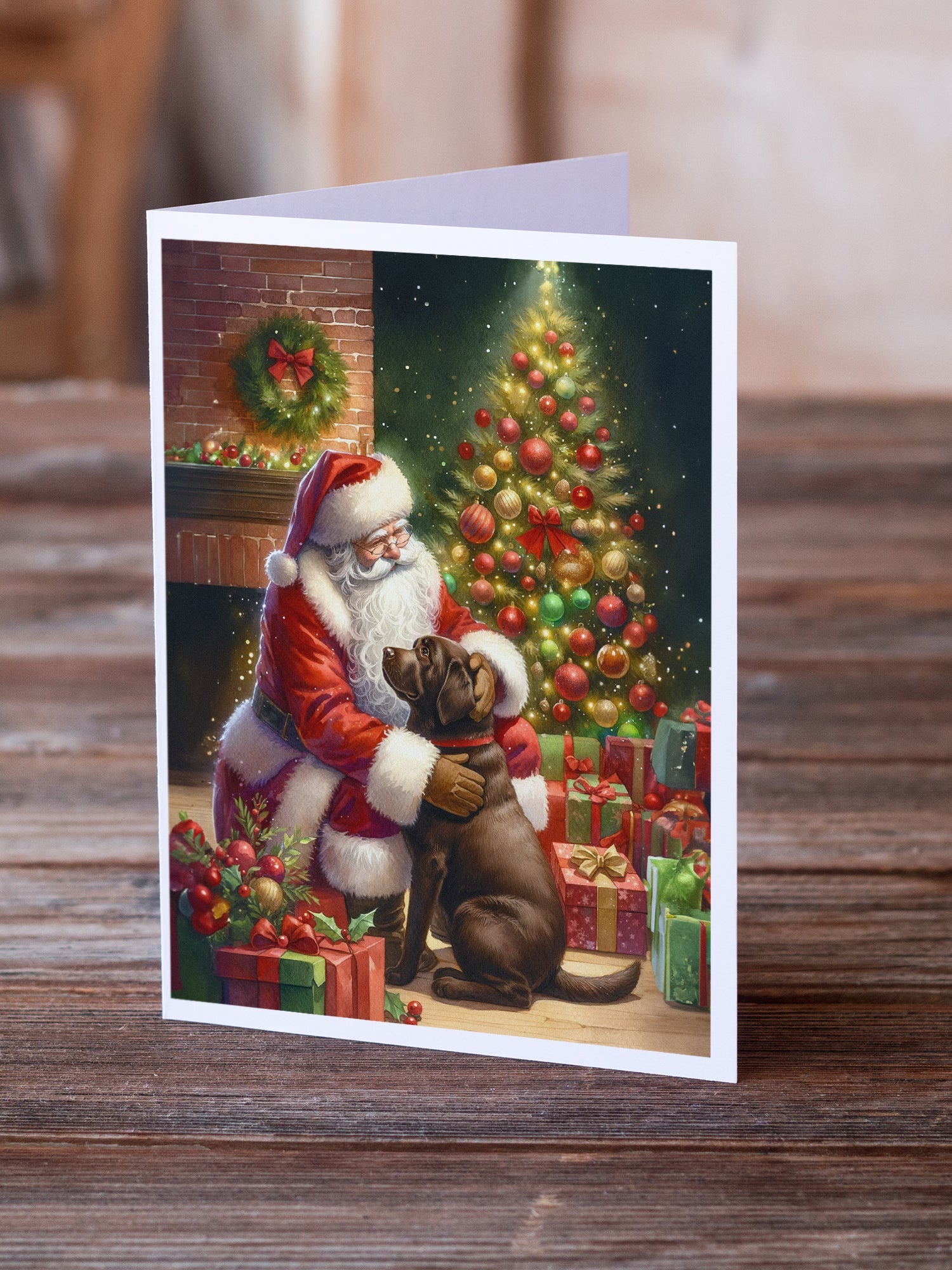 Labrador Retriever and Santa Claus Greeting Cards Pack of 8 Blank Cards with Envelopes Whimsical A7 Size 5x7