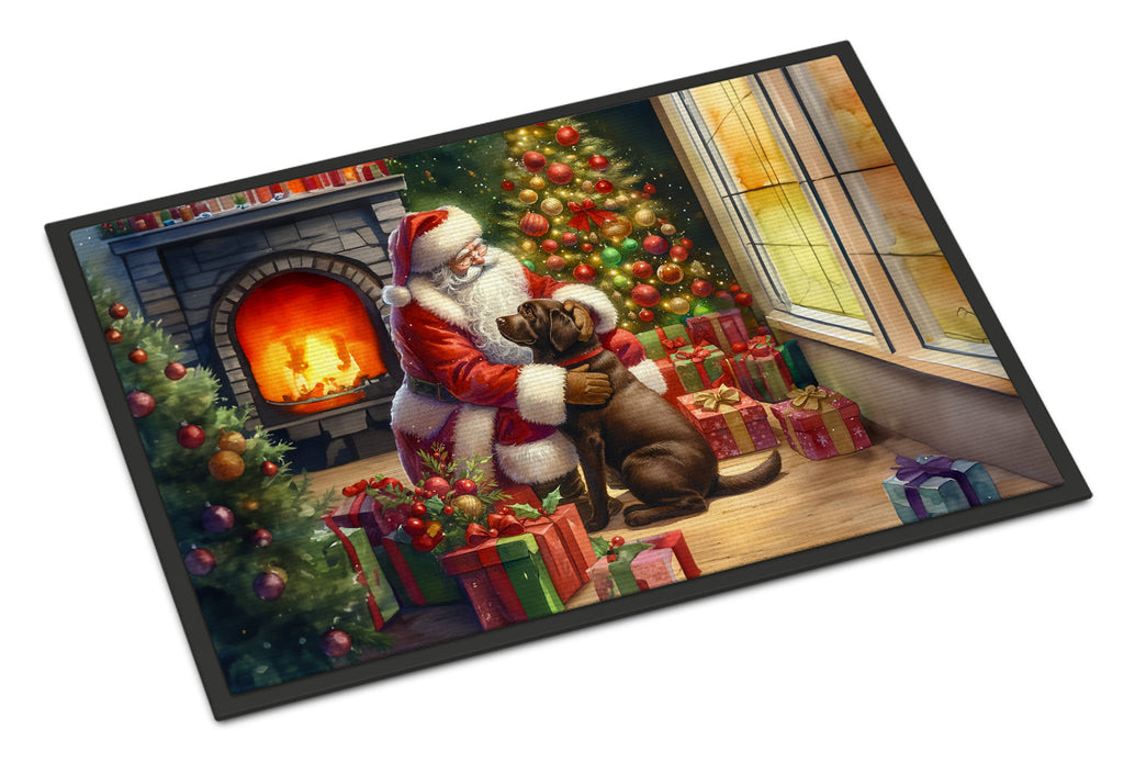 Labrador Retriever and Santa Claus Doormat Indoor Outdoor 24H X 36W Front Door Mat Rugs for Entryway, Non Slip Washable Low Pile,
