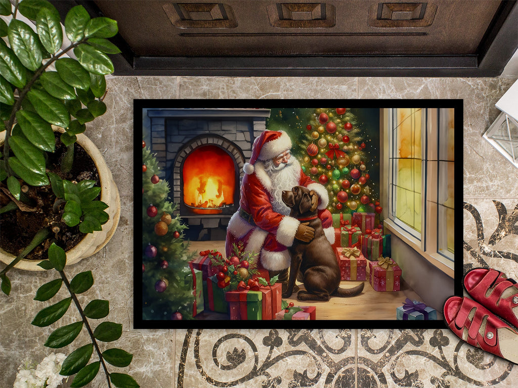 Labrador Retriever and Santa Claus Doormat Indoor Outdoor 24H X 36W Front Door Mat Rugs for Entryway, Non Slip Washable Low Pile,
