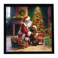 Labrador Retriever and Santa Claus Framed Metal Print Bathroom, Kitchen, Office, Home Decor Wall Art Ready to Hang, Square, 8X8