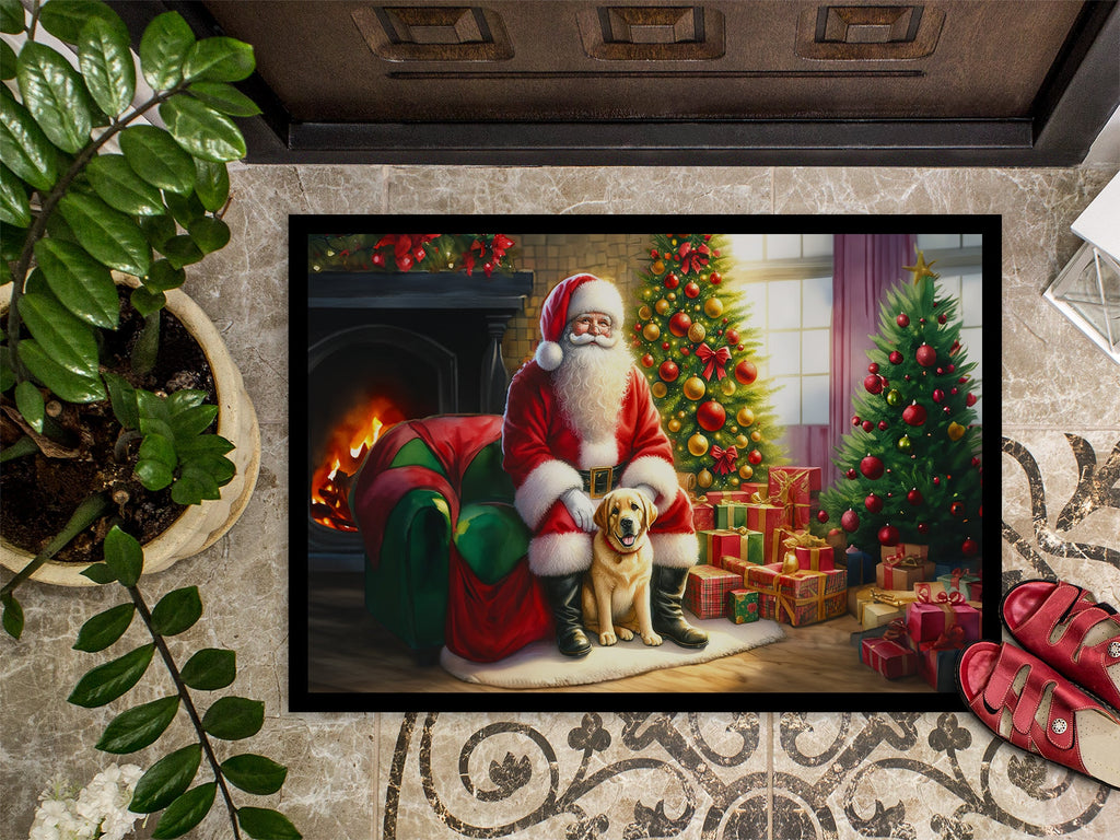 Labrador Retriever and Santa Claus Doormat Indoor Outdoor 18H X 27W Front Door Mat Rugs for Entryway, Non Slip Washable