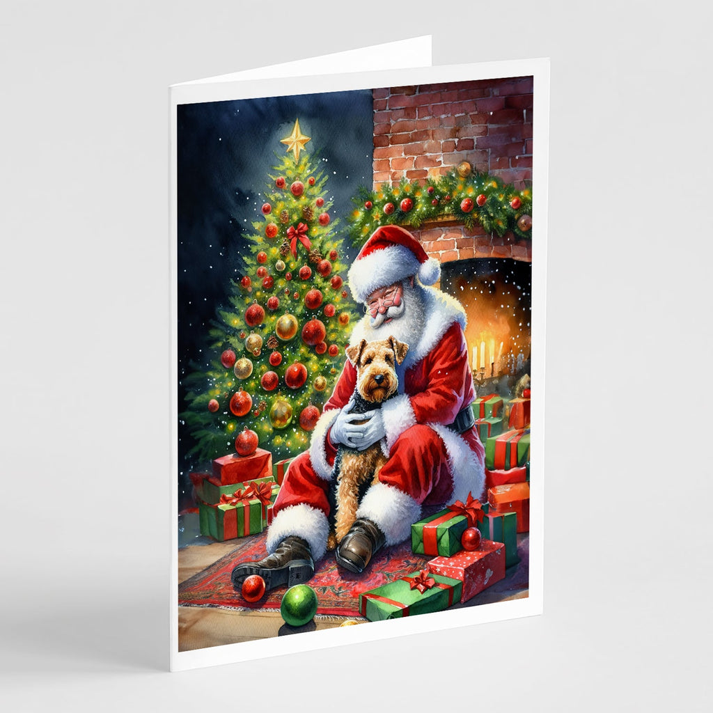 Lakeland Terrier and Santa Claus Greeting Cards Pack of 8 Blank Cards with Envelopes Whimsical A7 Size 5x7