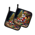 Lakeland Terrier and Santa Claus Pot Holder Set of 2 Heat Resistant Quilted Hot Pads 7.5 x 7.5 Inch, Insulated Kitchen Trivets for Cooking & Baking