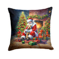 Lakeland Terrier and Santa Claus Decorative Throw Pillow 18x18 Indoor Outdoor Accent Cushion, Fabric Cover with Insert for Sofa, Bed, Porch & Living Room