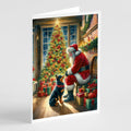 Lancashire Heeler and Santa Claus Greeting Cards Pack of 8 Blank Cards with Envelopes Whimsical A7 Size 5x7
