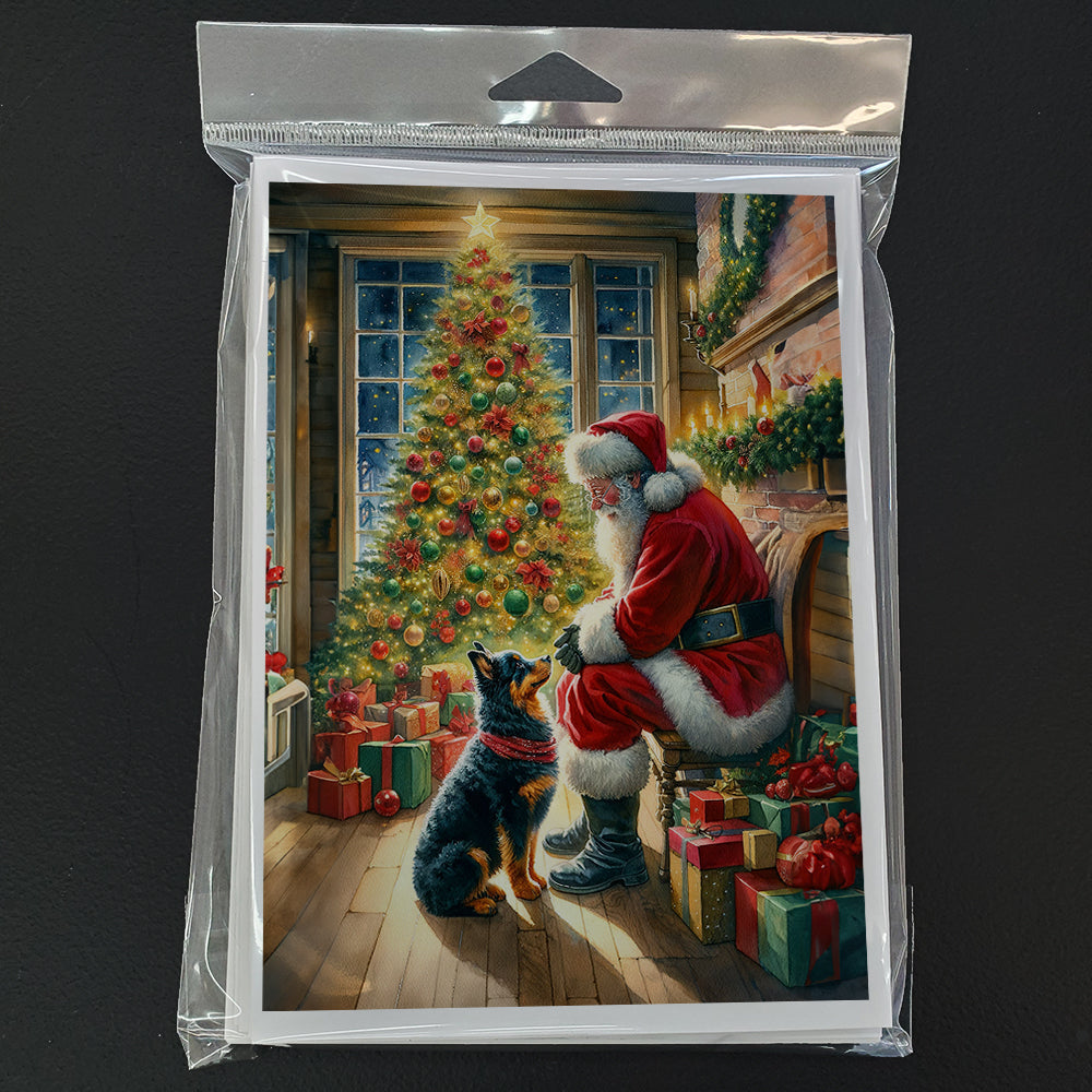 Lancashire Heeler and Santa Claus Greeting Cards Pack of 8 Blank Cards with Envelopes Whimsical A7 Size 5x7