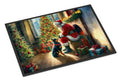 Lancashire Heeler and Santa Claus Doormat Indoor Outdoor 24H X 36W Front Door Mat Rugs for Entryway, Non Slip Washable Low Pile,
