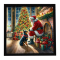 Lancashire Heeler and Santa Claus Framed Metal Print Bathroom, Kitchen, Office, Home Decor Wall Art Ready to Hang, Square, 8X8