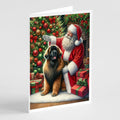 Leonberger and Santa Claus Greeting Cards Pack of 8 Blank Cards with Envelopes Whimsical A7 Size 5x7