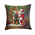 Leonberger and Santa Claus Decorative Throw Pillow 18x18 Indoor Outdoor Accent Cushion, Fabric Cover with Insert for Sofa, Bed, Porch & Living Room