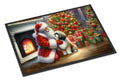 Lhasa Apso and Santa Claus Doormat Indoor Outdoor 24H X 36W Front Door Mat Rugs for Entryway, Non Slip Washable Low Pile,