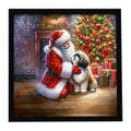 Lhasa Apso and Santa Claus Framed Metal Print Bathroom, Kitchen, Office, Home Decor Wall Art Ready to Hang, Square, 8X8